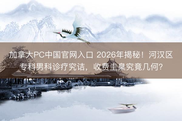加拿大PC中国官网入口 2026年揭秘！河汉区专科男科诊疗究诘，收费圭臬究竟几何？