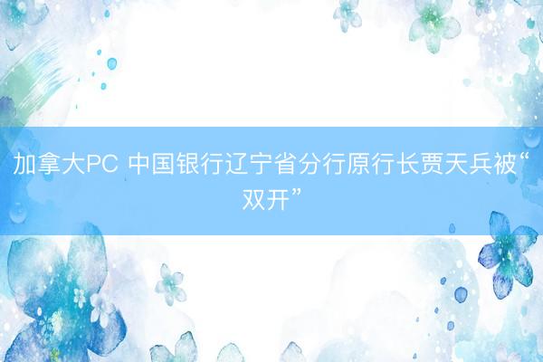 加拿大PC 中国银行辽宁省分行原行长贾天兵被“双开”