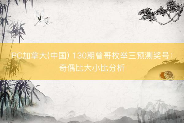 PC加拿大(中国) 130期曾哥枚举三预测奖号:奇偶比大小比分析