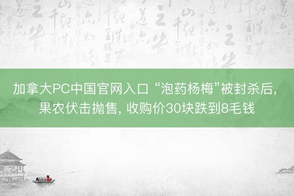 加拿大PC中国官网入口 “泡药杨梅”被封杀后， 果农伏击抛售， 收购价30块跌到8毛钱