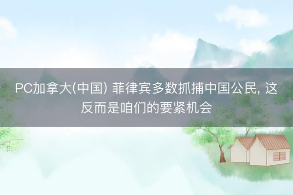 PC加拿大(中国) 菲律宾多数抓捕中国公民， 这反而是咱们的要紧机会