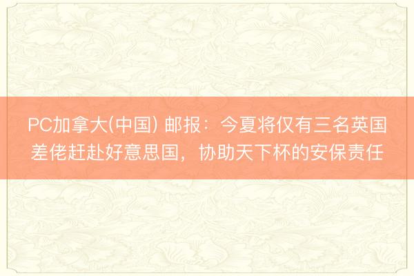 PC加拿大(中国) 邮报：今夏将仅有三名英国差佬赶赴好意思国，协助天下杯的安保责任