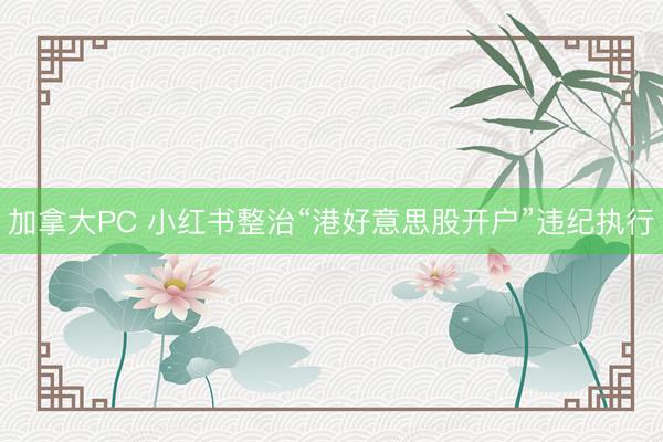 加拿大PC 小红书整治“港好意思股开户”违纪执行