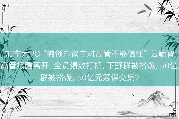 加拿大PC “独创东谈主对高管不够信任” 云鲸智能里面悠扬 高管接踵离开， 全员绩效打折， 下野群被挤爆， 50亿元筹谋交集?