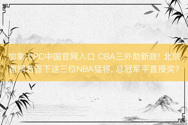 加拿大PC中国官网入口 CBA三外助新政! 北京首钢若签下这三位NBA猛将， 总冠军平直授奖?