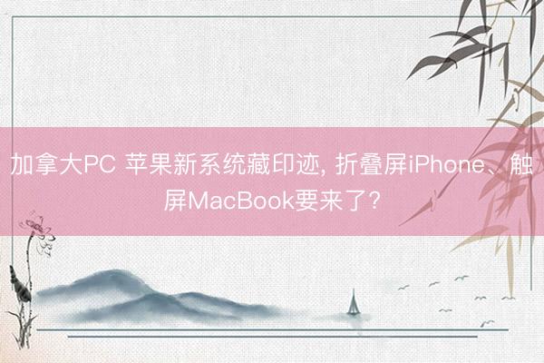 加拿大PC 苹果新系统藏印迹， 折叠屏iPhone、触屏MacBook要来了?